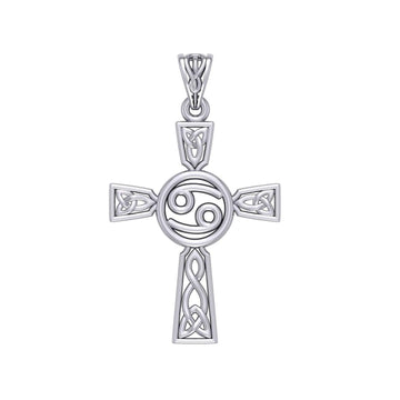 Celtic Cross Cancer Astrology Zodiac Sign Silver Pendant TPD5951 - Jewelry